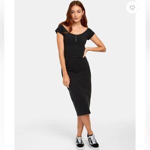 NWT RCVA Black Fitted Midi Dress